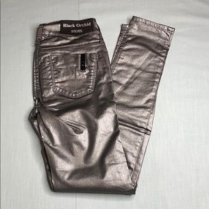 Black Orchid Black Jewel Silver Chrome mid rise jegging